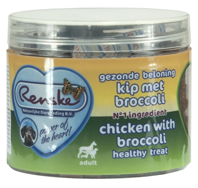 Renske hond gezonde beloning mini hartjes kip / broccoli