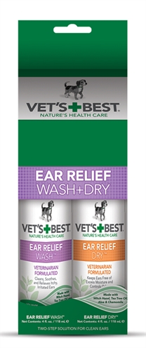 Vets best ear wash & dry combo pack