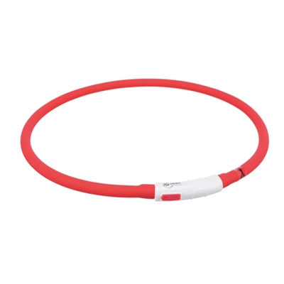 Trixie halsband usb flash light lichtgevend oplaadbaar rood (70X1CM)