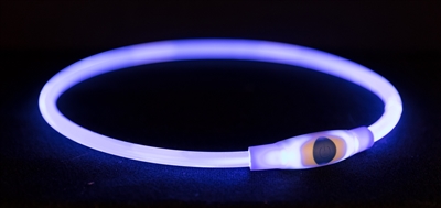 Trixie halsband usb flash light lichtgevend oplaadbaar blauw (40X0,8 CM)