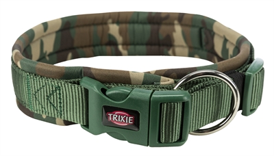Trixie halsband hond premium neopreen camouflage groen (49-55X2,5 CM)