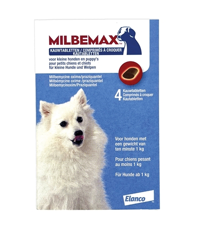 Milbemax kauwtablet ontworming kleine hond/puppy (4 TABLETTEN)
