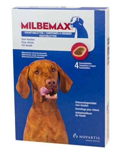 Milbemax kauwtablet ontworming hond (LARGE 4 TABLETTEN)