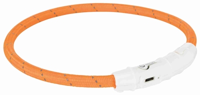 Trixie halsband hond flash lichthalsband usb tpu / nylon oranje (35X0,7 CM)