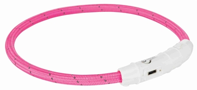Trixie halsband hond flash lichthalsband usb tpu / nylon roze (35X0,7 CM)