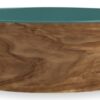 Tarhong voerbak hond olive melamine houtprint / teal zeegroen
