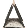 Trixie kattenmand tent elfie met kussen vilt antraciet - Afbeelding 4