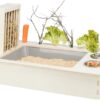 Trixie voederstation met voerbak / waterbak / hooiruif hout naturel