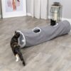 Trixie katten speeltunnel harvey velours / pluche grijs - Afbeelding 6