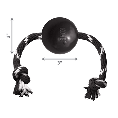 Kong extreme bal met touw zwart / wit - Afbeelding 2