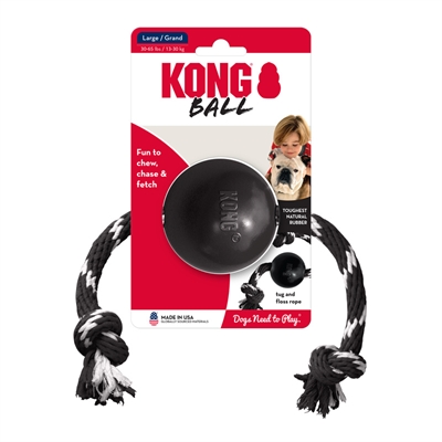 Kong extreme bal met touw zwart / wit - Afbeelding 3