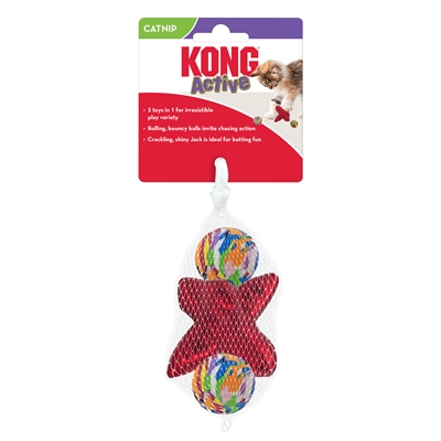Kong cat active jacks stuiterbal multipack met catnip rood - Afbeelding 2