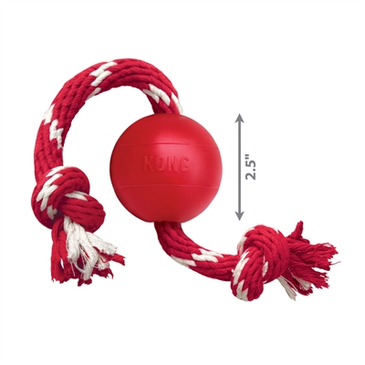 Kong classic rubber bal met touw - Afbeelding 2