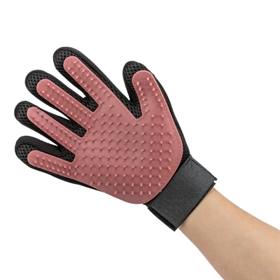 Trixie vachtverzorgingshandschoen mesh-materiaal / tpr roze / zwart - Afbeelding 5