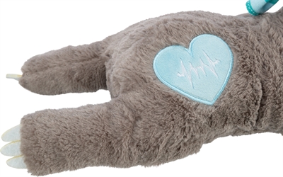 Trixie pluche luiaard grijs met heartbeat voor puppy - Afbeelding 2