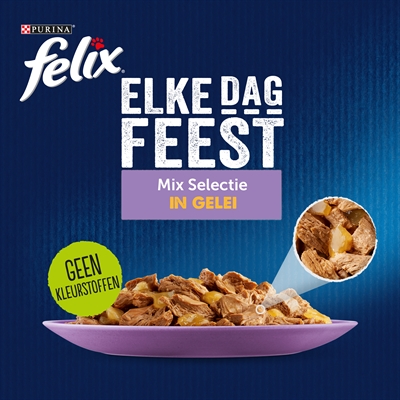Felix pouch elke dag feest in gelei tonijn / kabeljauw / rund / kip - Afbeelding 3