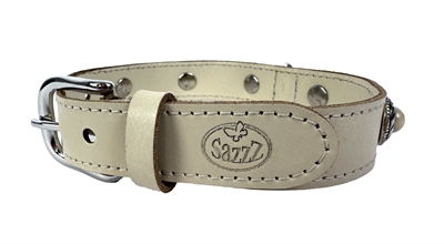 Sazzz halsband hond adventure stone classic leer creme - Afbeelding 2