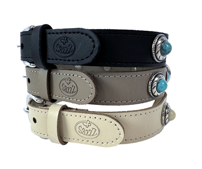 Sazzz halsband hond adventure stone classic leer creme - Afbeelding 3