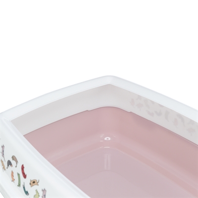 Trixie kattenbak delio met rand bedrukt lichtroze / wit - Afbeelding 7