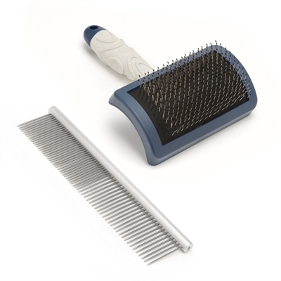 Mikki doodle grooming kit met kam en slickerborstel - Afbeelding 2