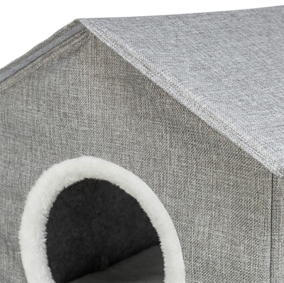 Trixie kattenmand / kattenhuis nora soft 2 verdriepingen lichtgrijs - Afbeelding 3