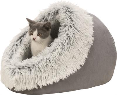Trixie kattenmand iglo harvey grijs / wit-zwart - Afbeelding 3