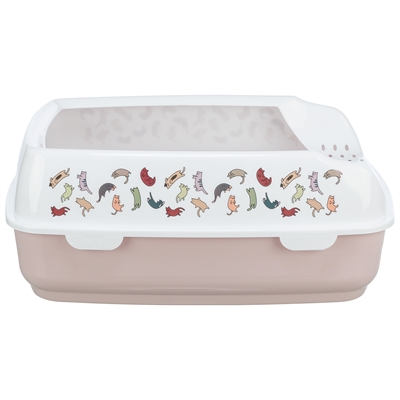 Trixie kattenbak delio met rand bedrukt lichtroze / wit - Afbeelding 3