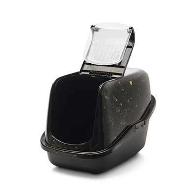 Savic kattenbak nestor marble zwart / goud - Afbeelding 2