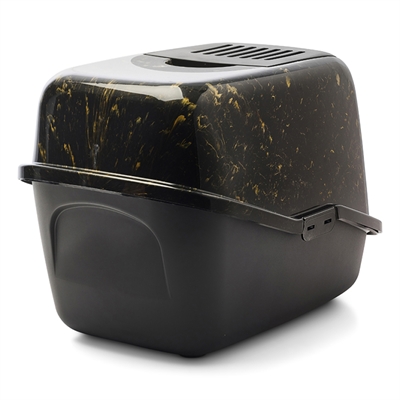 Savic kattenbak nestor marble zwart / goud - Afbeelding 4