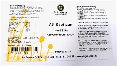 De groene os all septicum hond / kat - 50 ml - Afbeelding 2