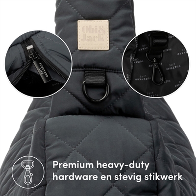Obi & jack luxe draagtas slate grey - 51x26x13 cm - Afbeelding 3