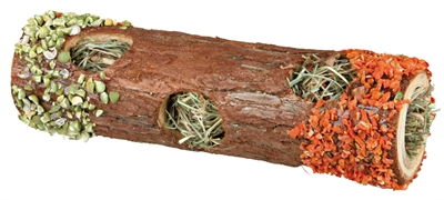 Trixie tunnelbuis met hooi en hibiscusbloesem / wortel / erwt - 20x6,5x6,5 cm 25 gr - Afbeelding 2