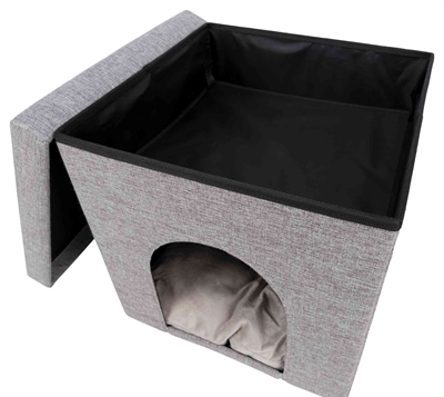 Trixie poef kattenmand relax-iglo alois grijs - 40x40x38 cm - Afbeelding 2