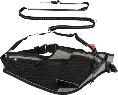 Trixie joggingriem met lijn grijs / zwart - 115-150x2 cm / 70-130x23 cm - Afbeelding 2