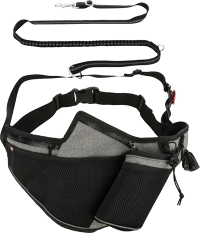 Trixie joggingriem met lijn grijs / zwart - 115-150x2 cm / 70-130x23 cm - Afbeelding 3