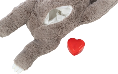 Trixie pluche luiaard grijs met heartbeat voor puppy - 34 cm - Afbeelding 5