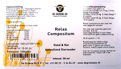 De groene os relax compositum hond / kat - 50 ml - Afbeelding 2