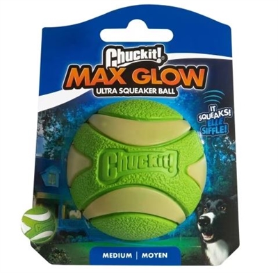 Chuckit max glow ultra squeekerbal groen - 6 cm - Afbeelding 3