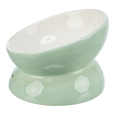 Trixie voerbak / drinkbak kat verhoogd keramiek salie / wit - 150 ml 13 cm - Afbeelding 2