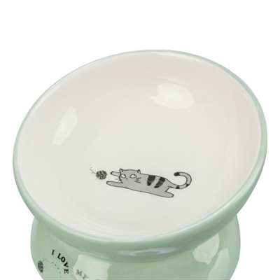Trixie voerbak / drinkbak kat verhoogd keramiek salie / wit - 150 ml 13 cm - Afbeelding 3