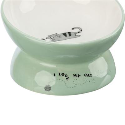 Trixie voerbak / drinkbak kat verhoogd keramiek salie / wit - 150 ml 13 cm - Afbeelding 4