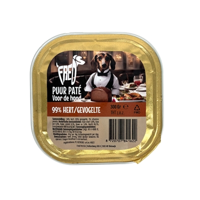 Freds kuipje hond puur hert / gevogelte - 9x300 gr