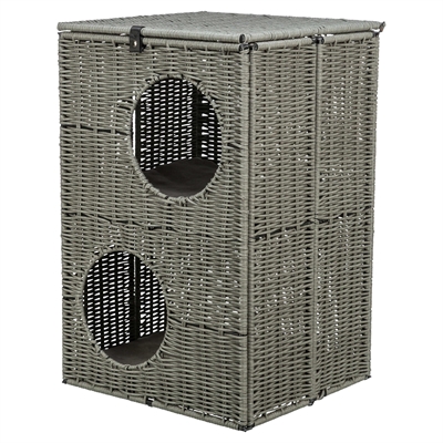 Trixie kattenmand amalia hoekig polyrattan grijs - 37x35x57 cm - Afbeelding 2