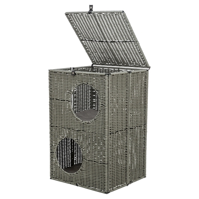 Trixie kattenmand amalia hoekig polyrattan grijs - 37x35x57 cm - Afbeelding 3